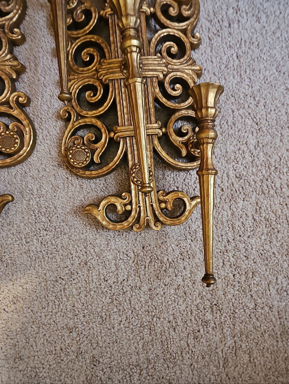PAIR HOMCO DART 4193 GOTHIC ORNATE WALL CANDELABRA CANDLE HOLDER SCONCES - Picture 5 of 9